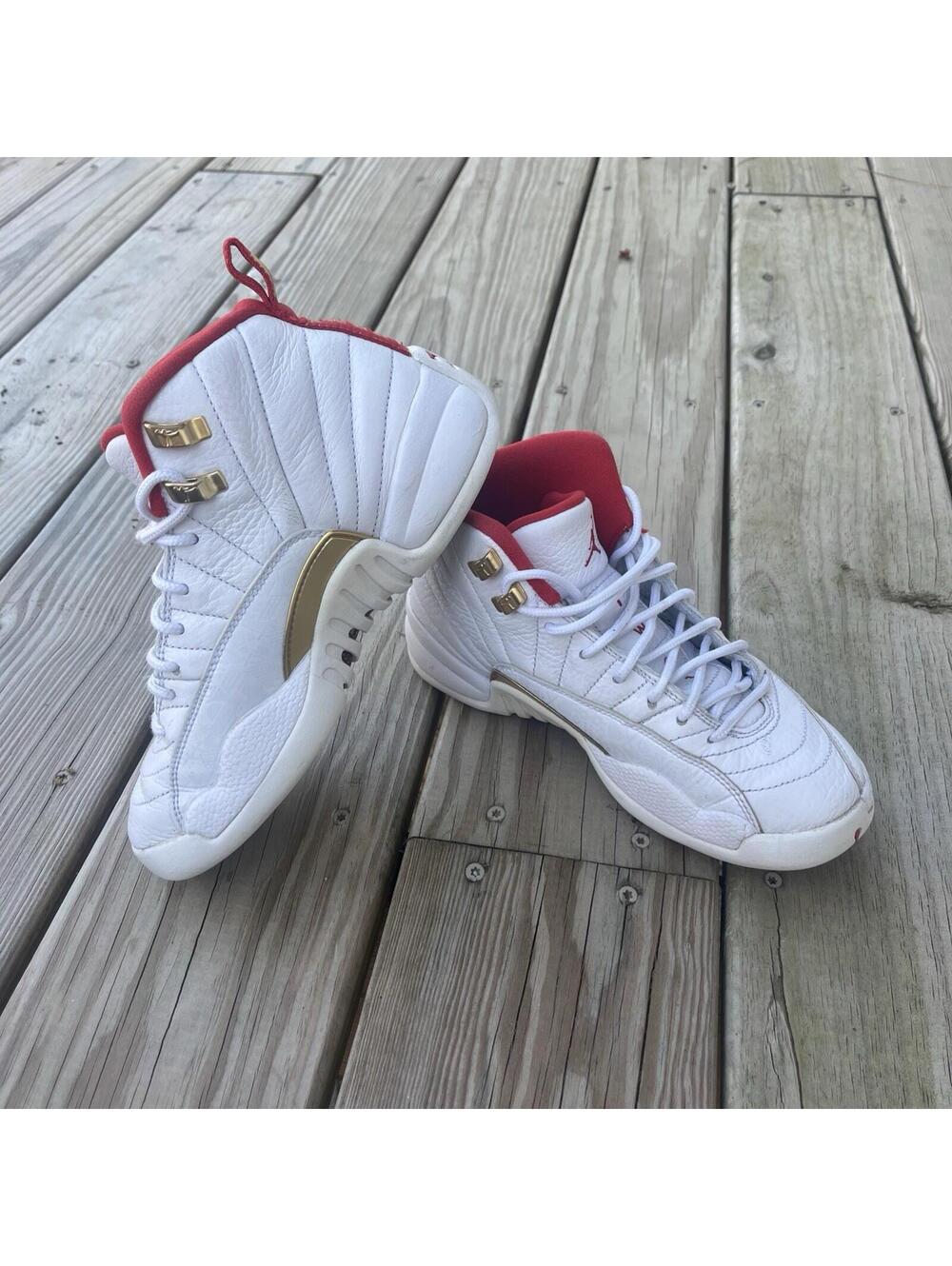 Jordan Air 12 Retro FIBA 2019 White Red Gold Kids Sneakers